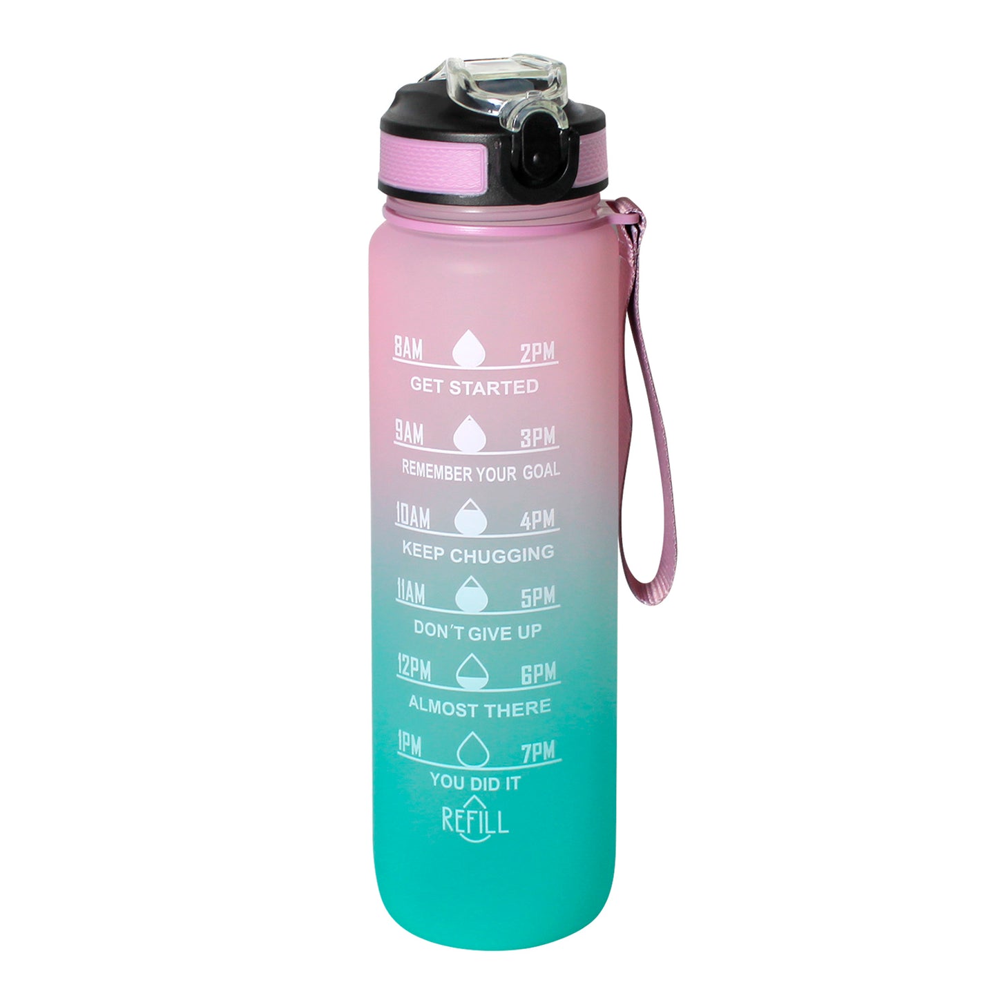 Botella Motivacional 1 litro azul/rosa