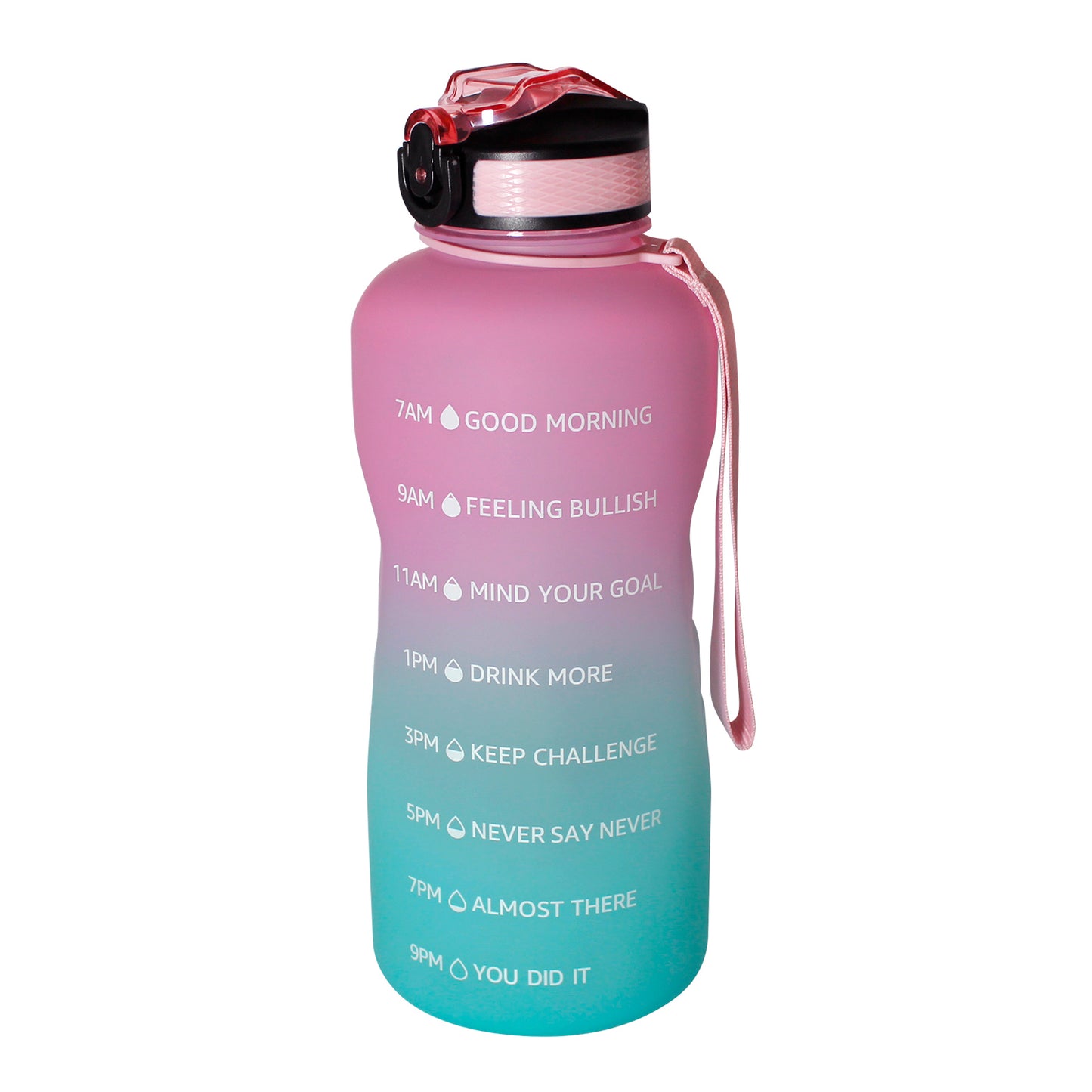 Botella Motivacional 2 litros rosa/verde