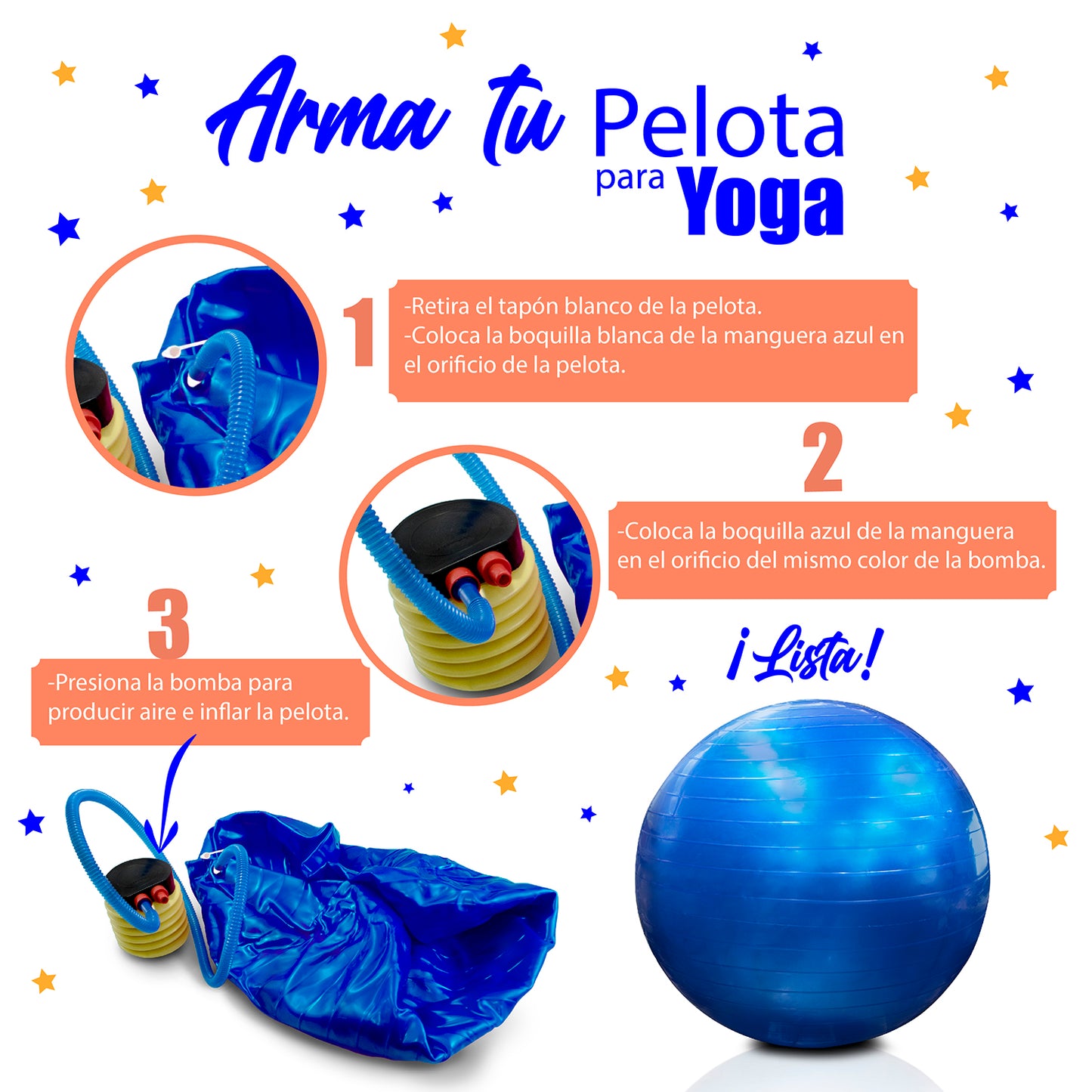 Pelota de Yoga 65 cm Azul