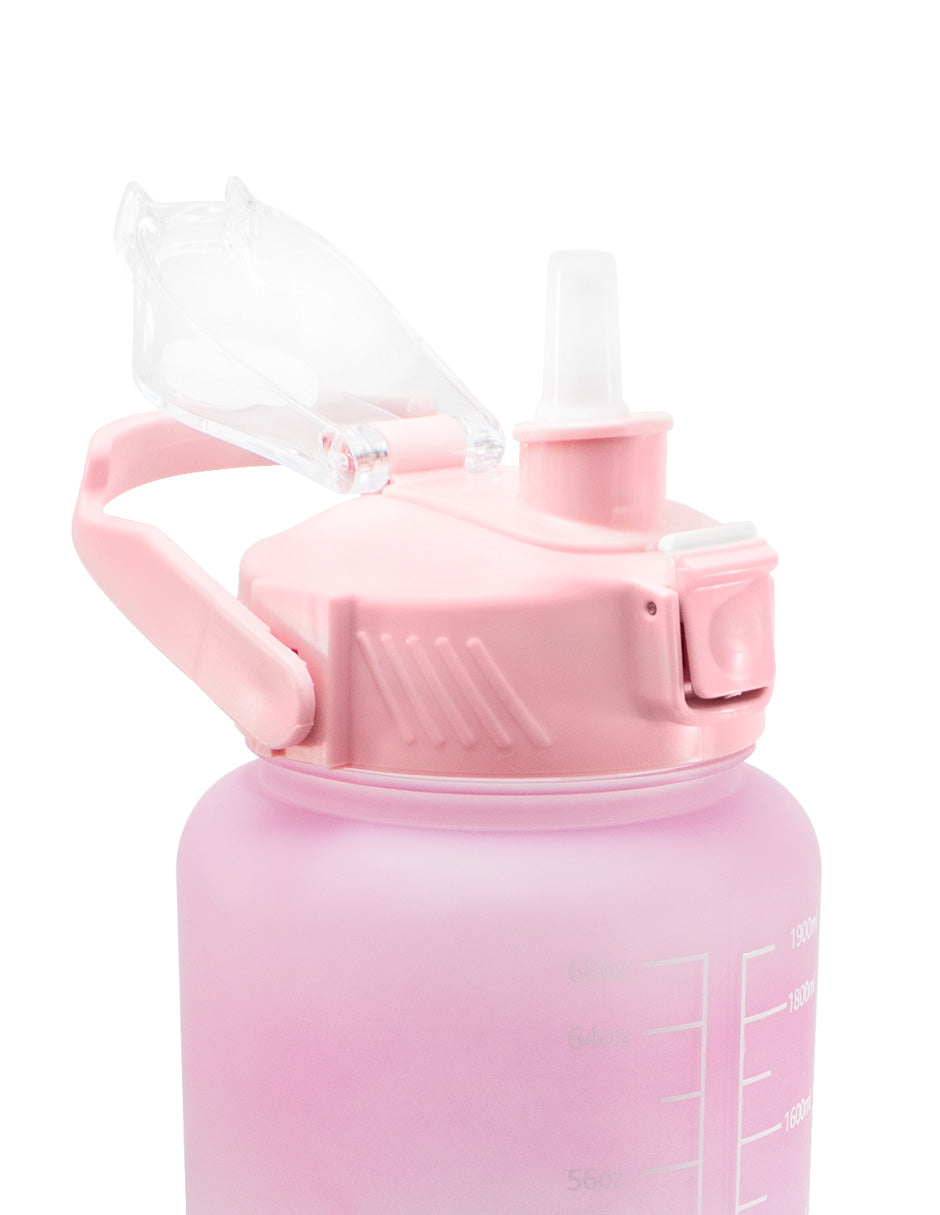 Botella Motivacional 2 litros rosa/celeste