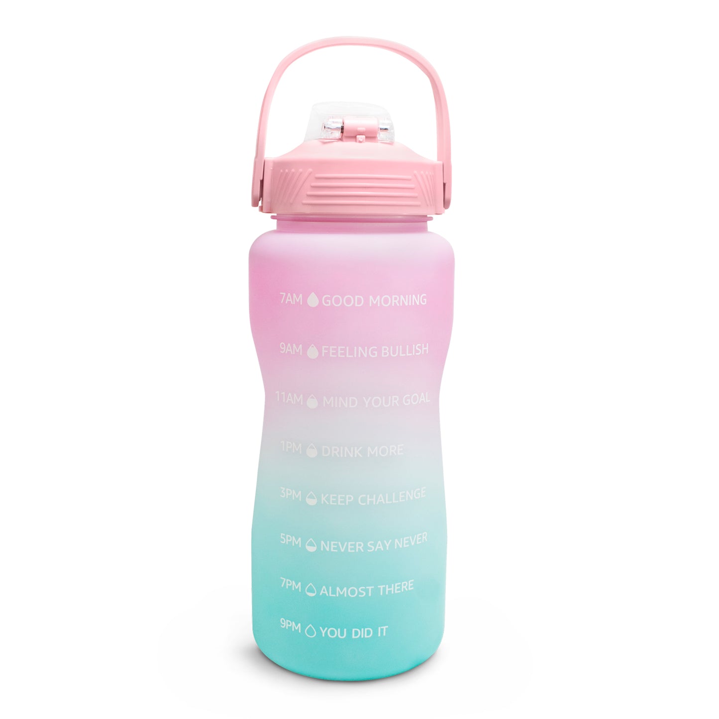 Botella Motivacional 2 litros rosa/celeste