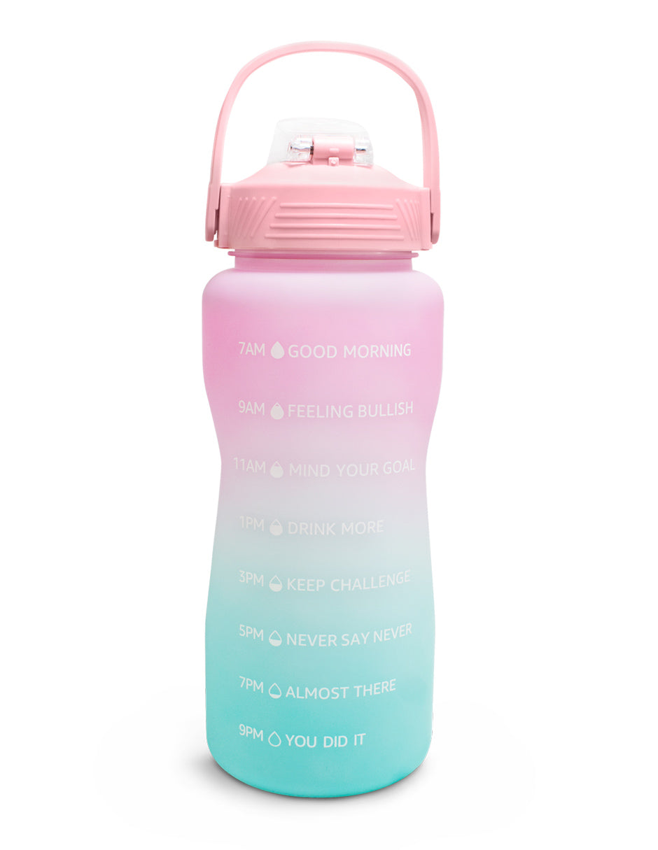 Botella Motivacional 2 litros rosa/celeste