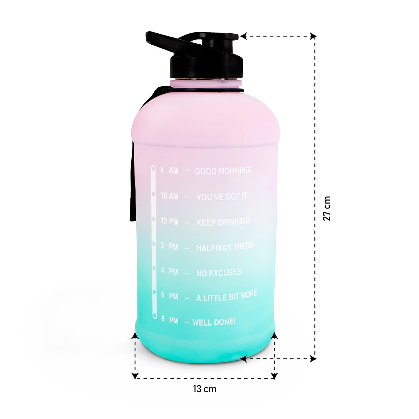 Botella Motivacional 2.2 litros tipo garrafon rosa/verde