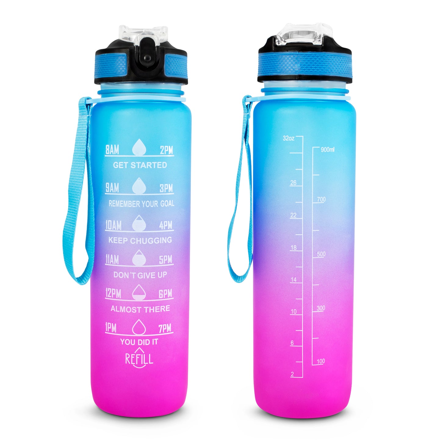 Botella Motivacional 1 litro azul/rosa