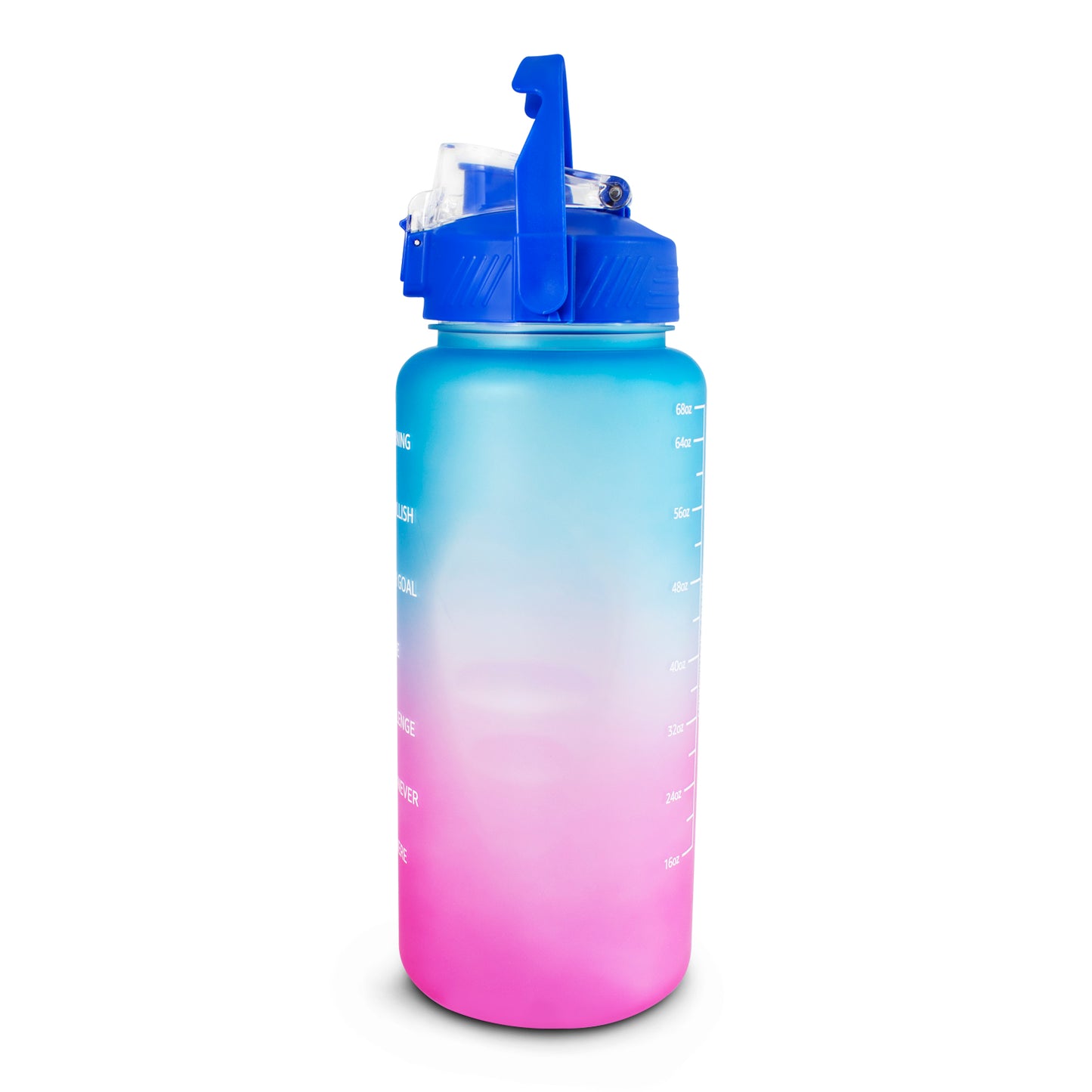 Botella Motivacional 2 litros con asa azul/rosa