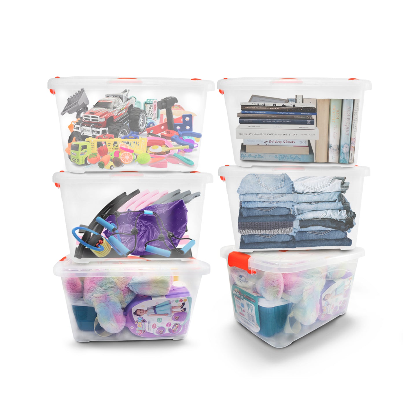 Cajas De Almacenamiento Transparentes Con Tapa 6 Piezas