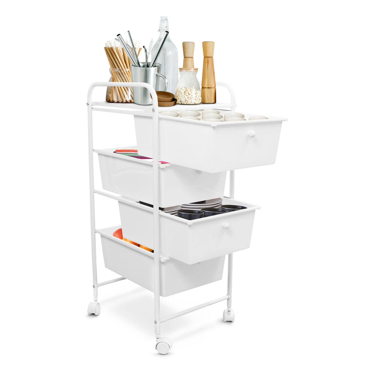 Carrito Organizador Blanco 4 cajones