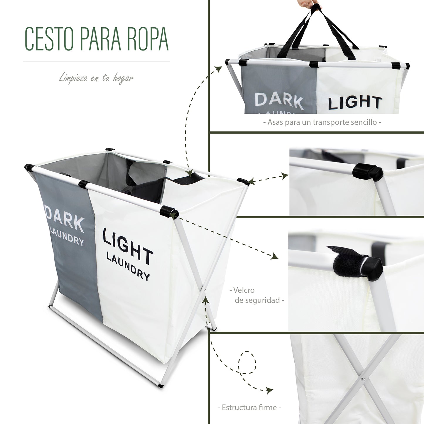 Cesto para ropa 2 separaciones