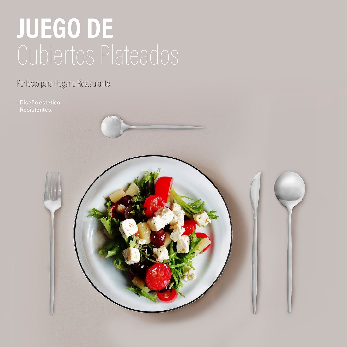 Juego De Cubiertos 24 Piezas acero inoxidable, Cuchillo Cucharas Tenedores Plateados