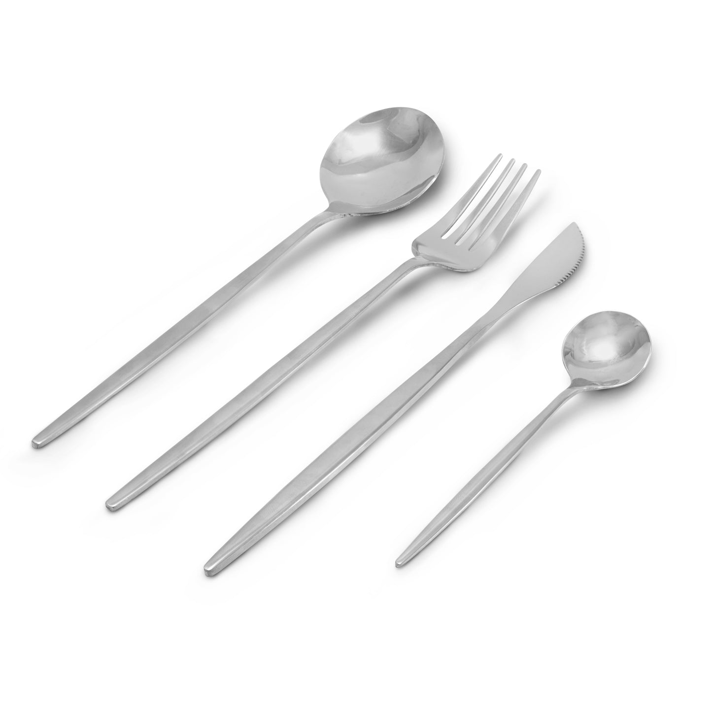 Juego De Cubiertos 24 Piezas acero inoxidable, Cuchillo Cucharas Tenedores Plateados
