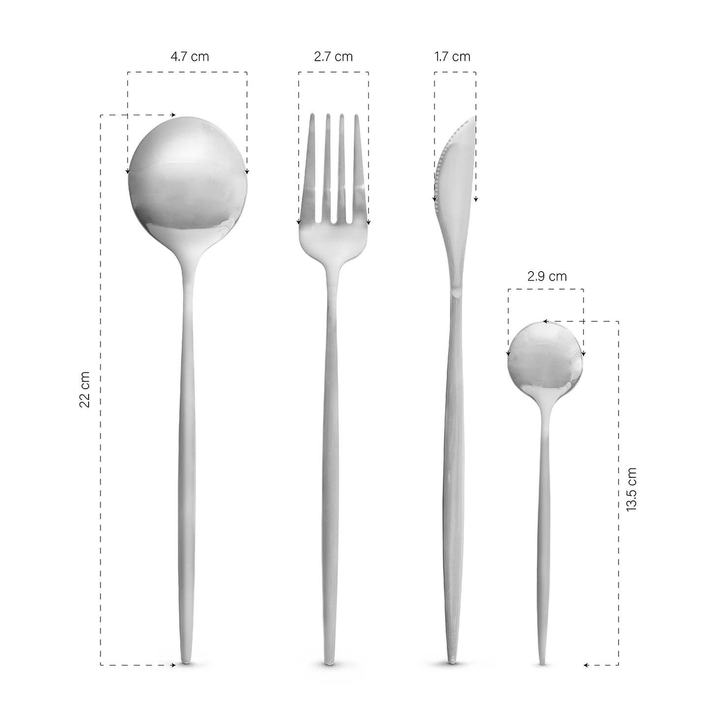 Juego De Cubiertos 24 Piezas acero inoxidable, Cuchillo Cucharas Tenedores Plateados