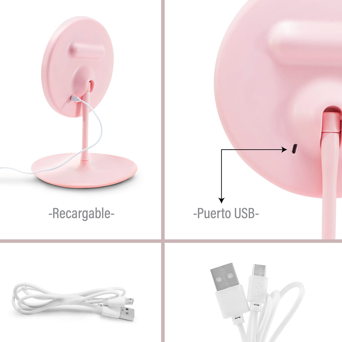 Espejo de maquillaje con luz led redondo