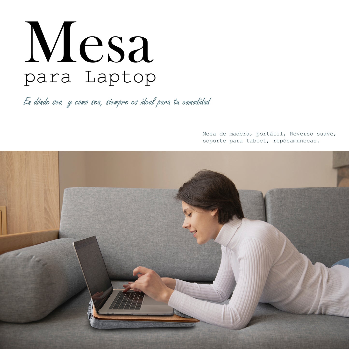 Mesa para laptop acojinada