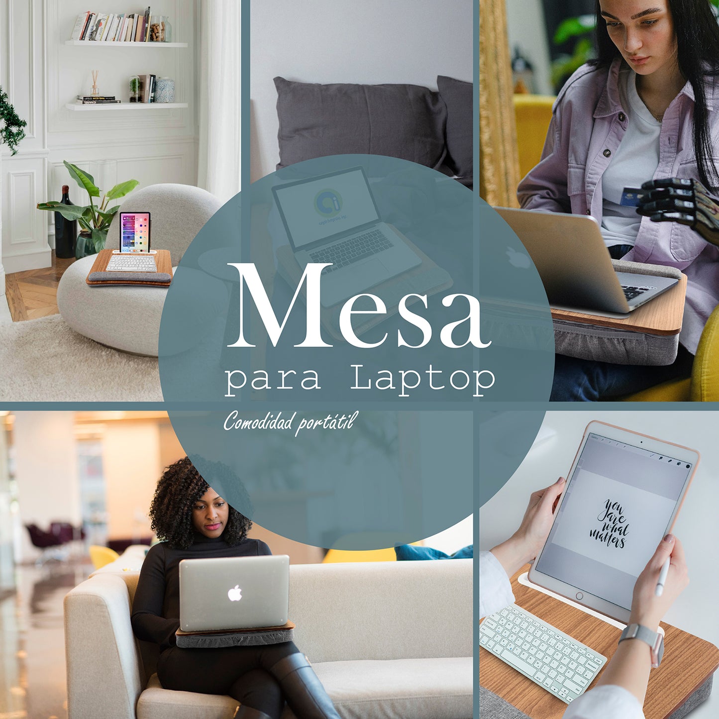 Mesa para laptop acojinada