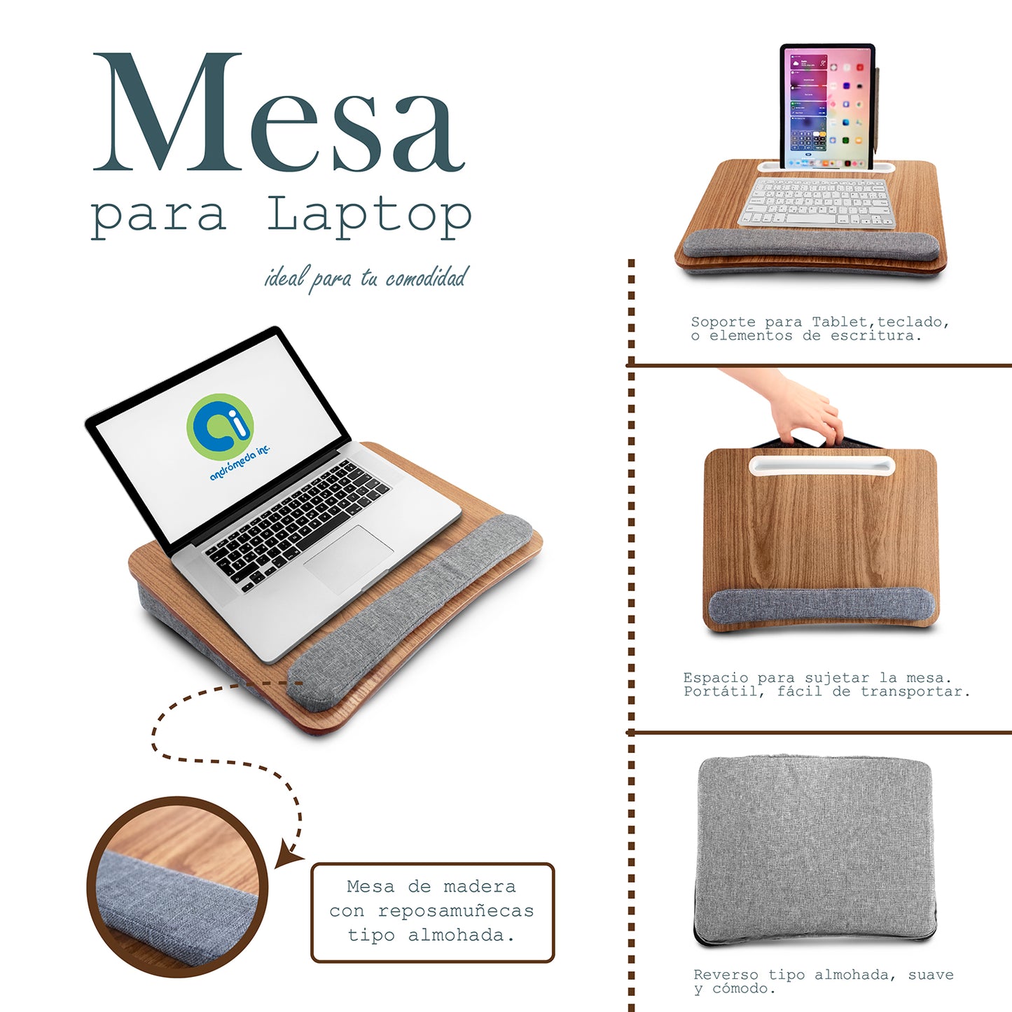 Mesa para laptop acojinada