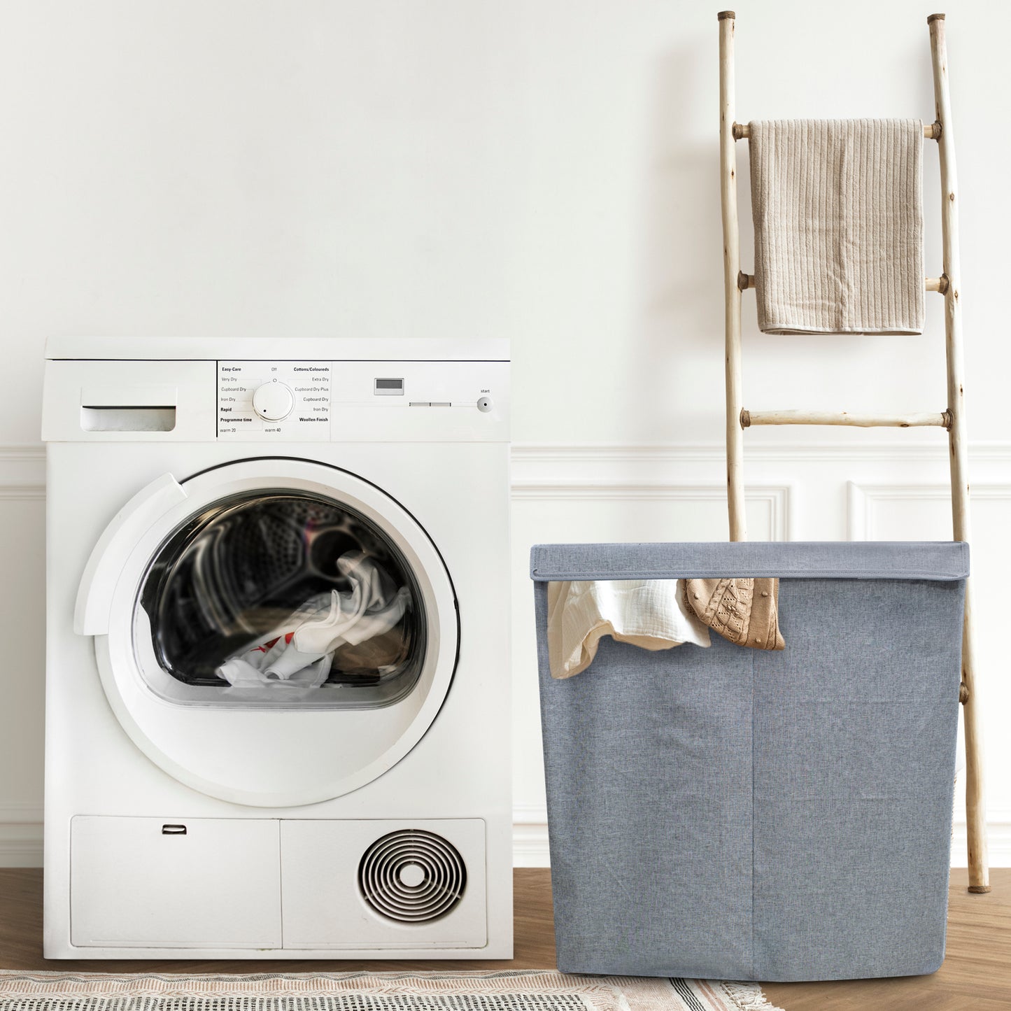 Cesto para Ropa Sucia Gris con Tapa y división