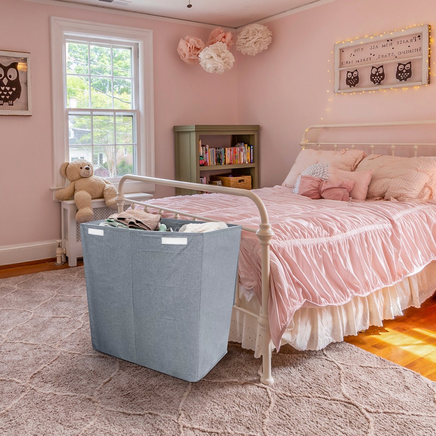 Cesto para Ropa Sucia Gris con Tapa y división