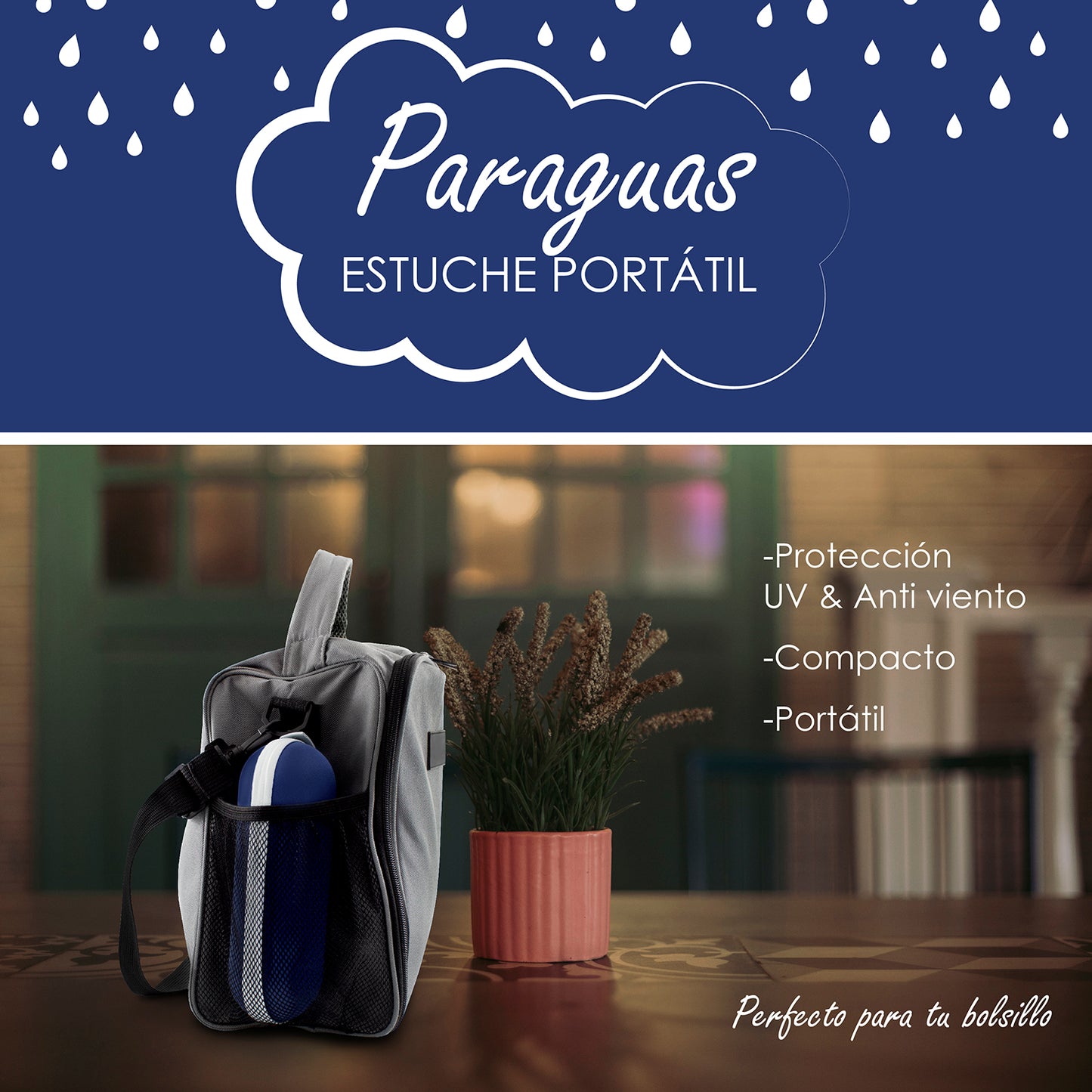 Paraguas De Bolsillo Con Estuche Ideal Para Viajes