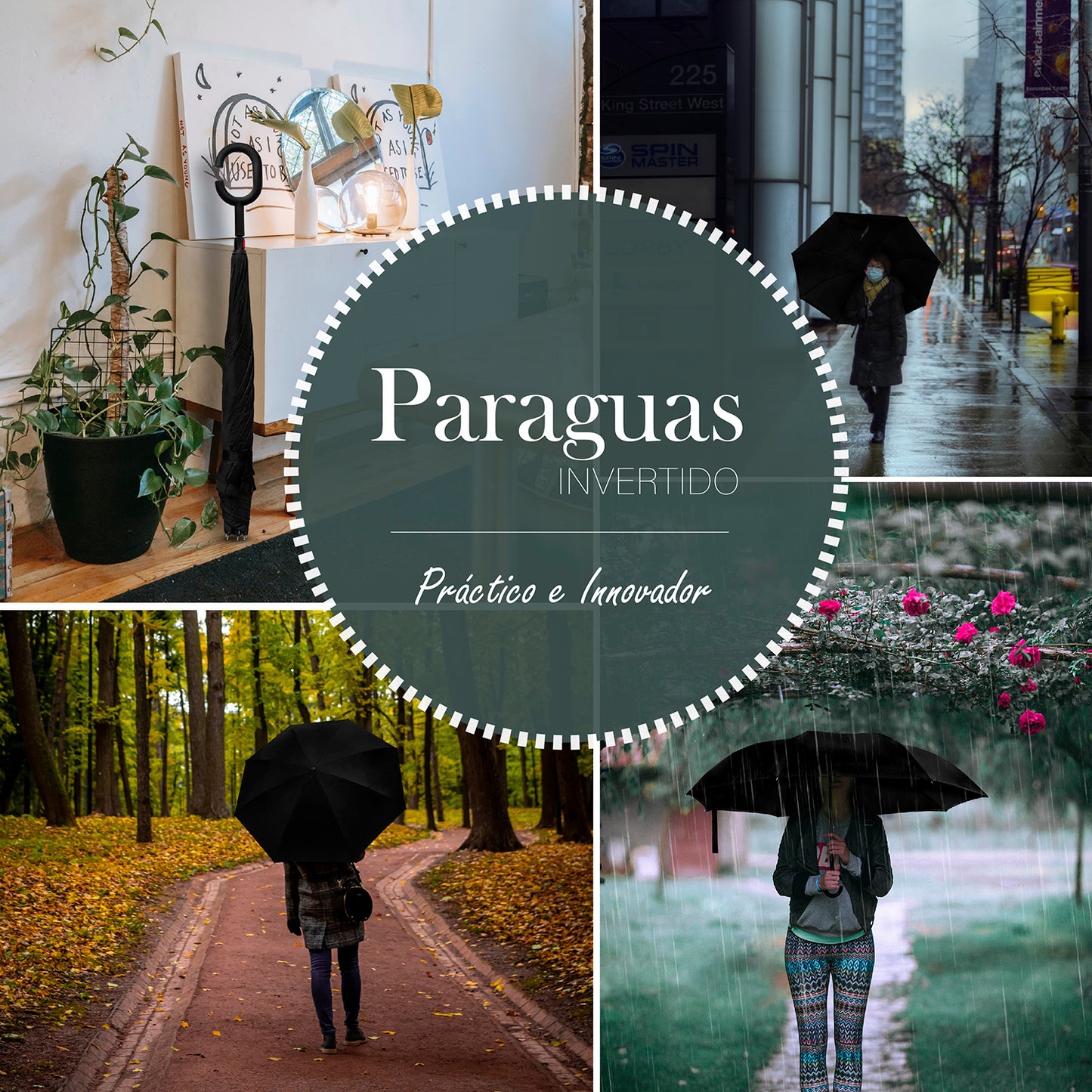 Paraguas automático invertido negro