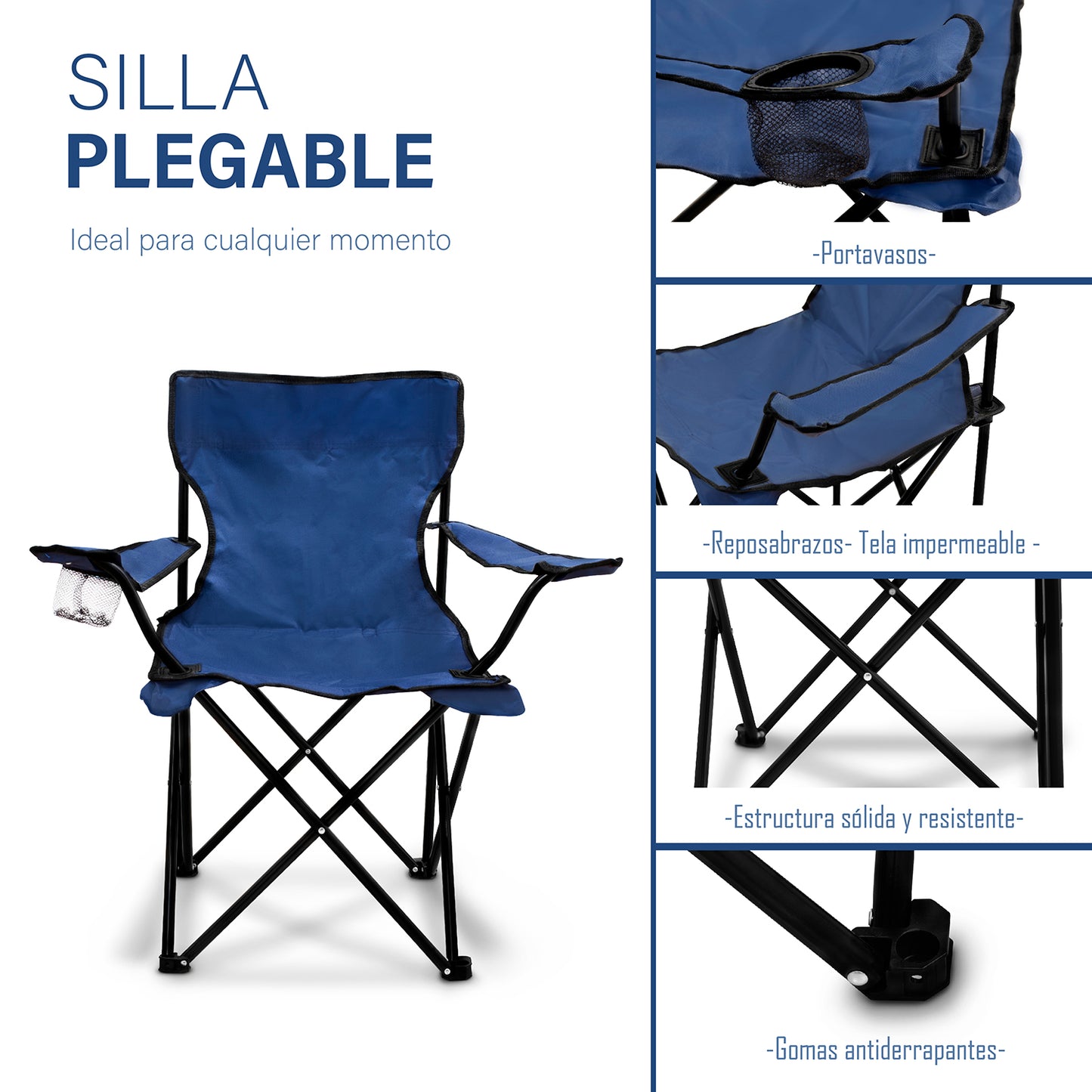 Silla plegable para camping, playa, jardín color AZUL