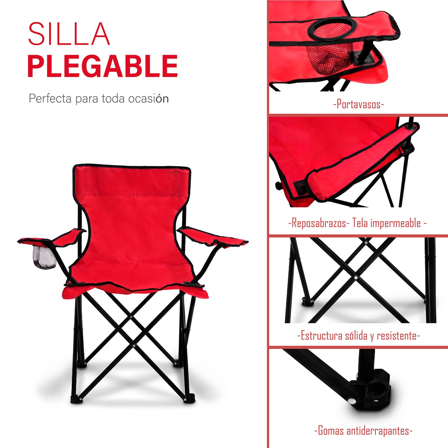 Silla plegable para camping, playa, jardín