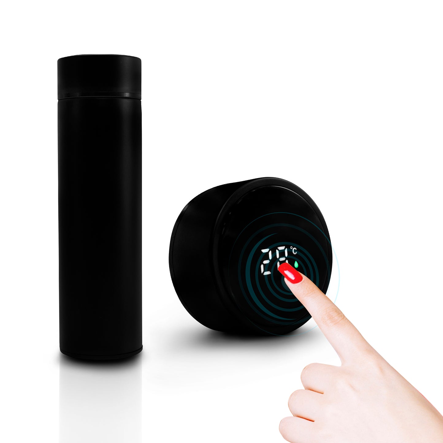 Termo inteligente metálico Pantalla LED color negro