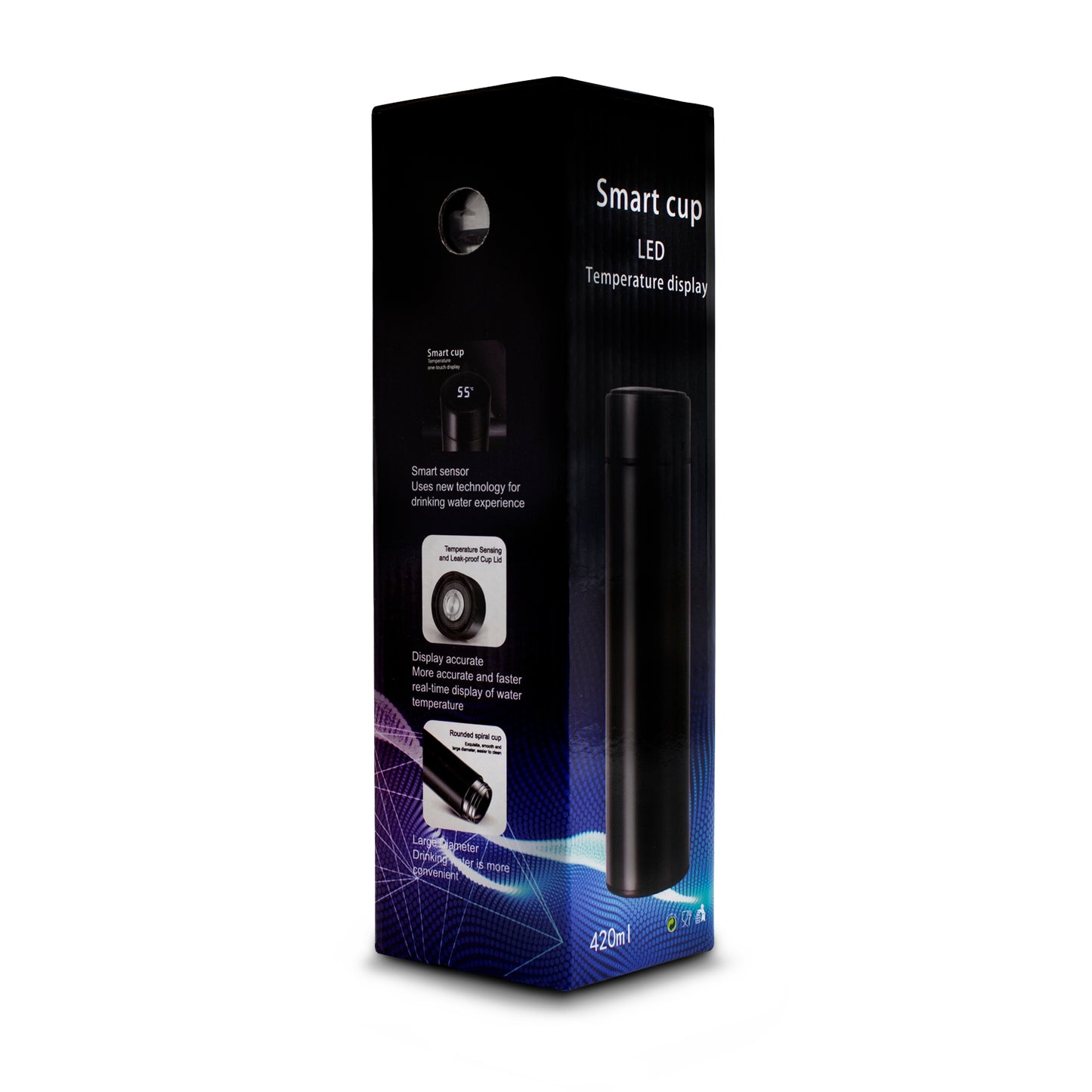 Termo inteligente metálico Pantalla LED color plateado