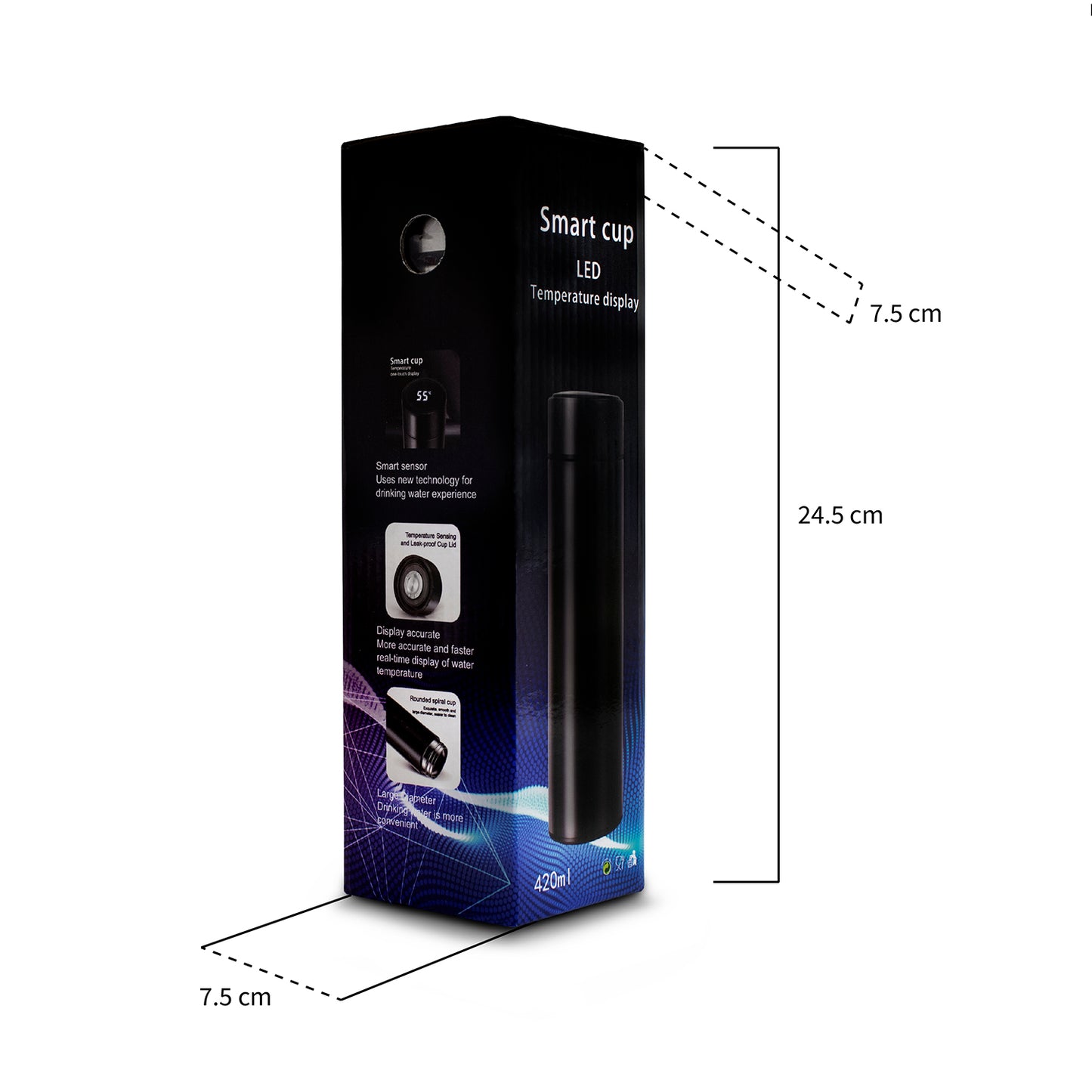Termo inteligente metálico Pantalla LED color plateado