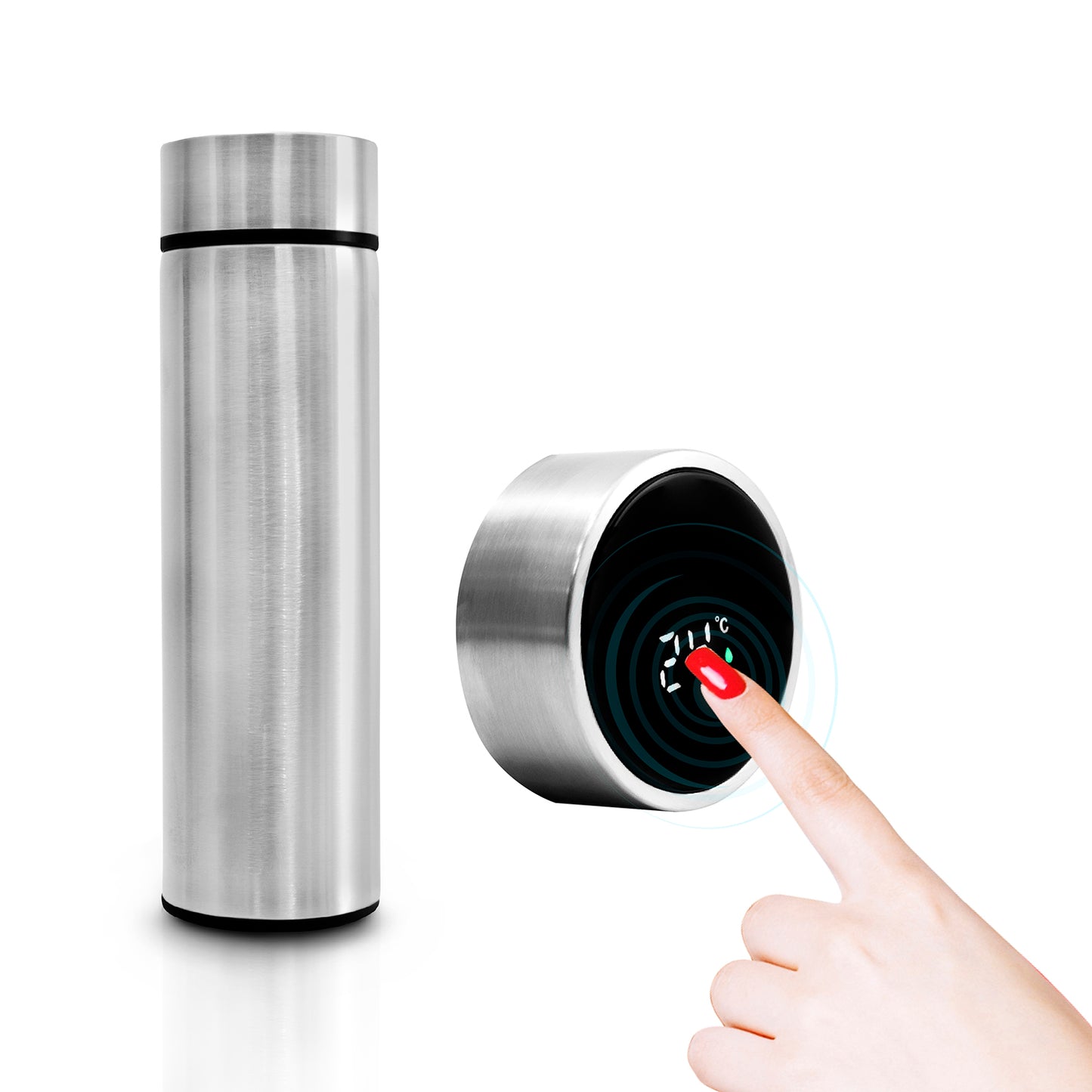 Termo inteligente metálico Pantalla LED color plateado