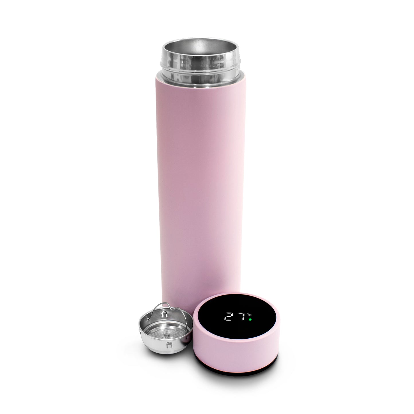 Termo inteligente metálico Pantalla LED color rosa