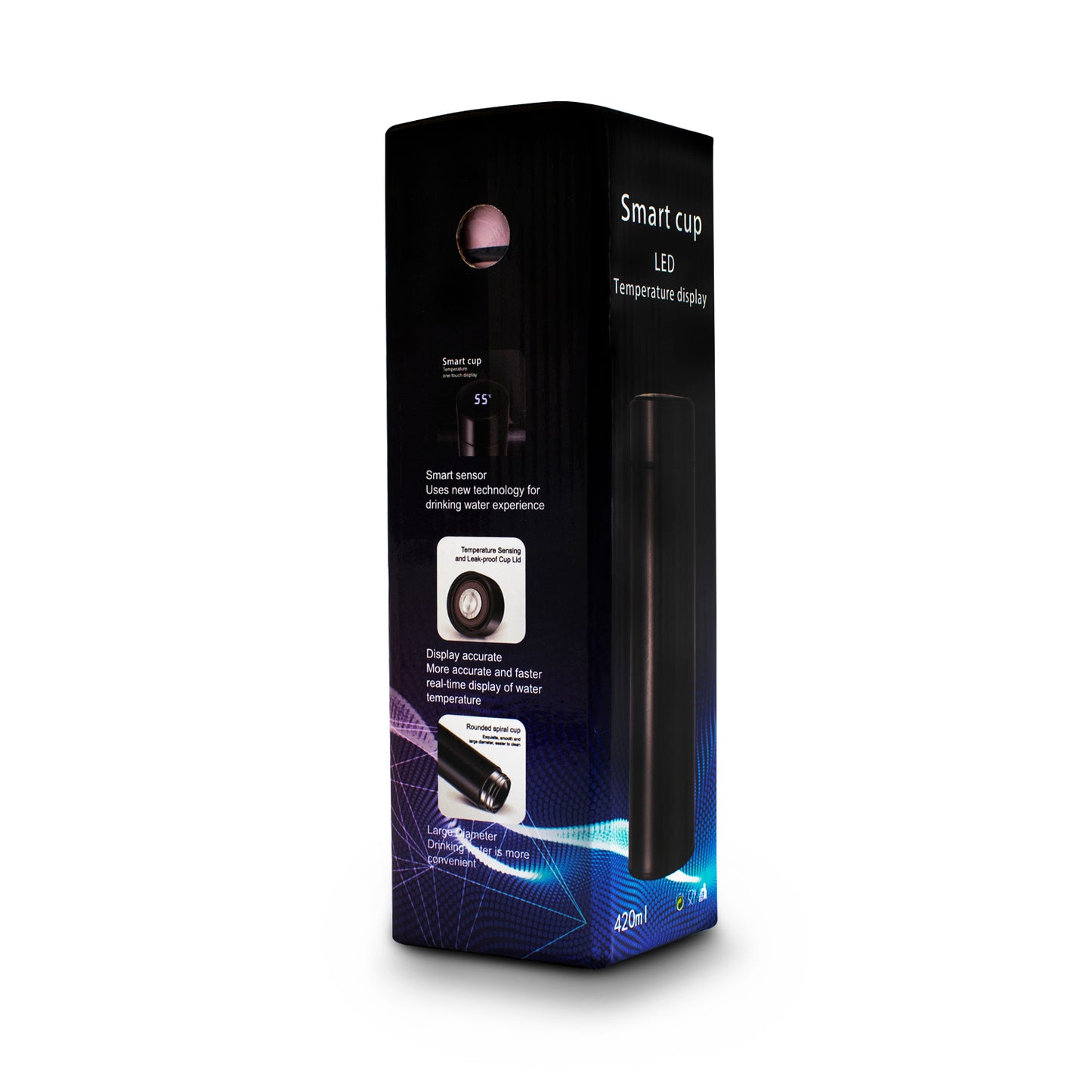 Termo inteligente metálico Pantalla LED color rosa