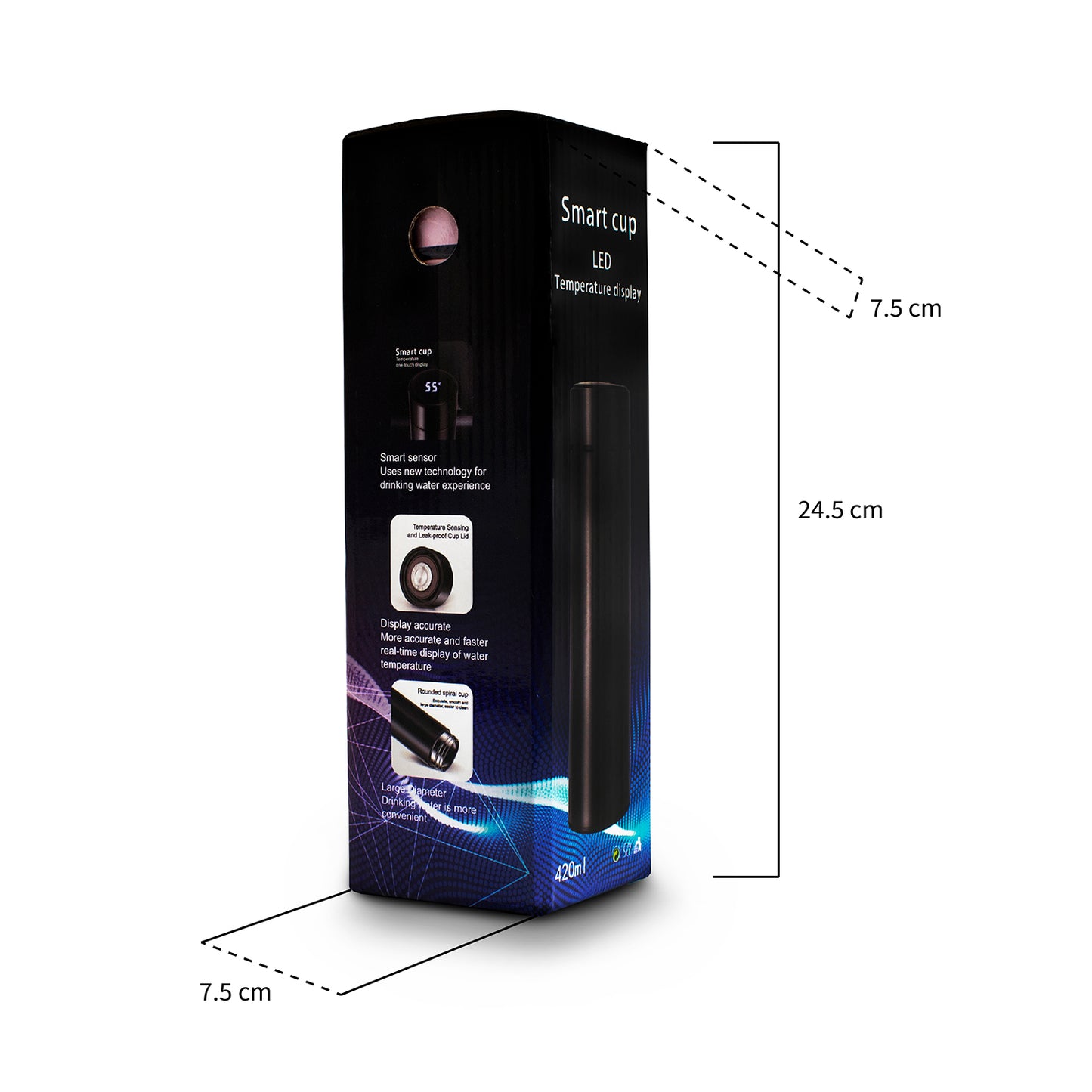 Termo inteligente metálico Pantalla LED color rosa
