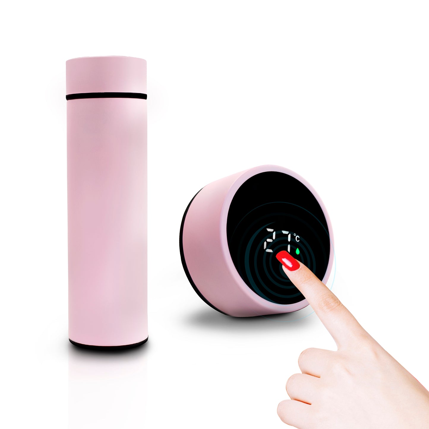 Termo inteligente metálico Pantalla LED color rosa