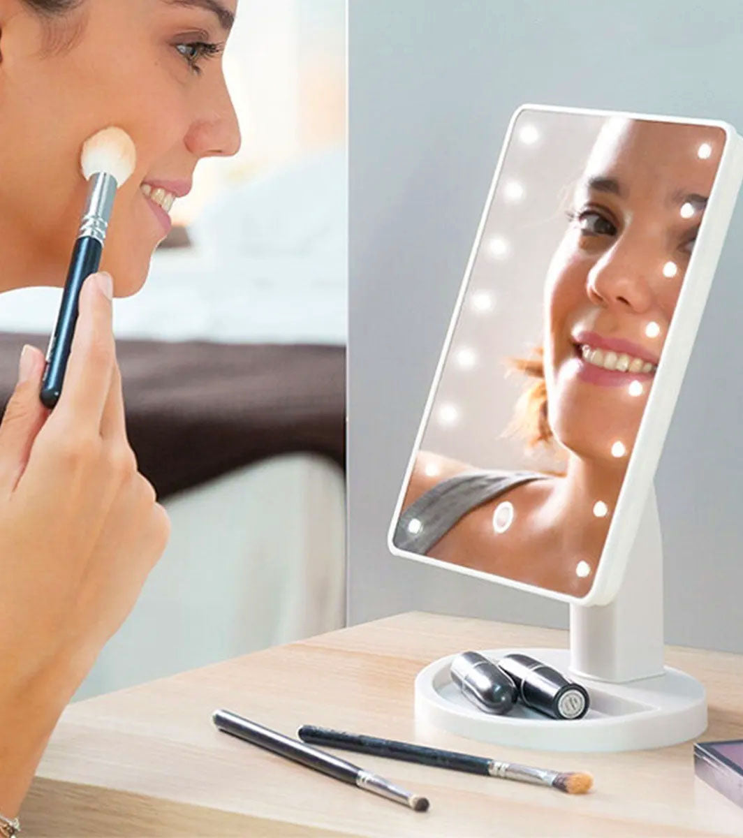 Espejo Para Maquillaje Luz Led Recargable Touch