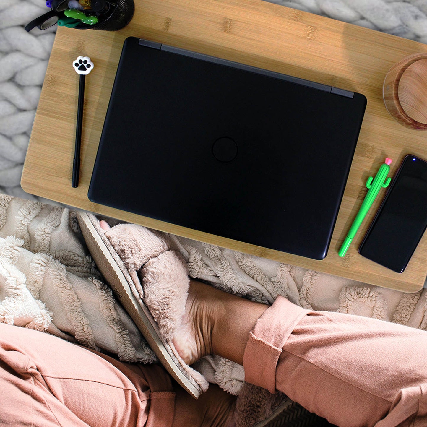 Mesa Soporte Para Laptop De Bambú, Resistente Mesa Cama