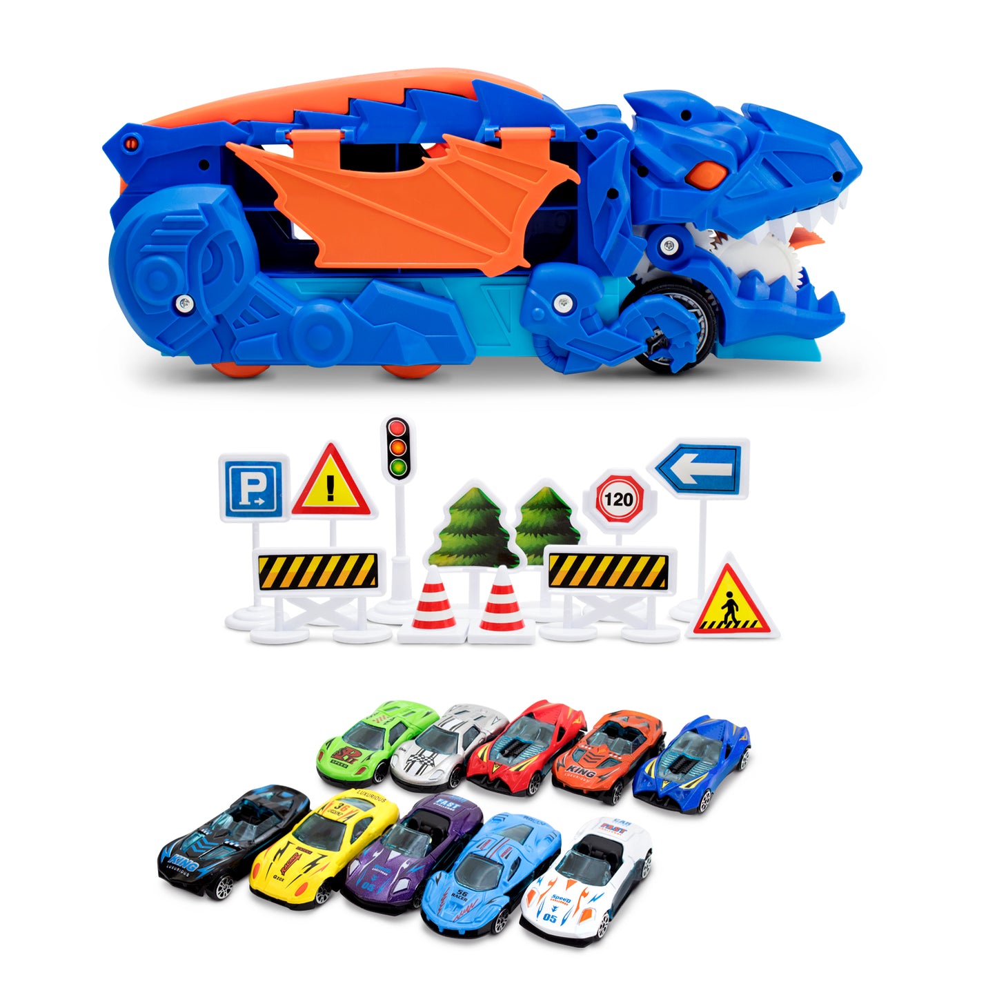 Pista de Carros Dinosaurio con 10 Autos