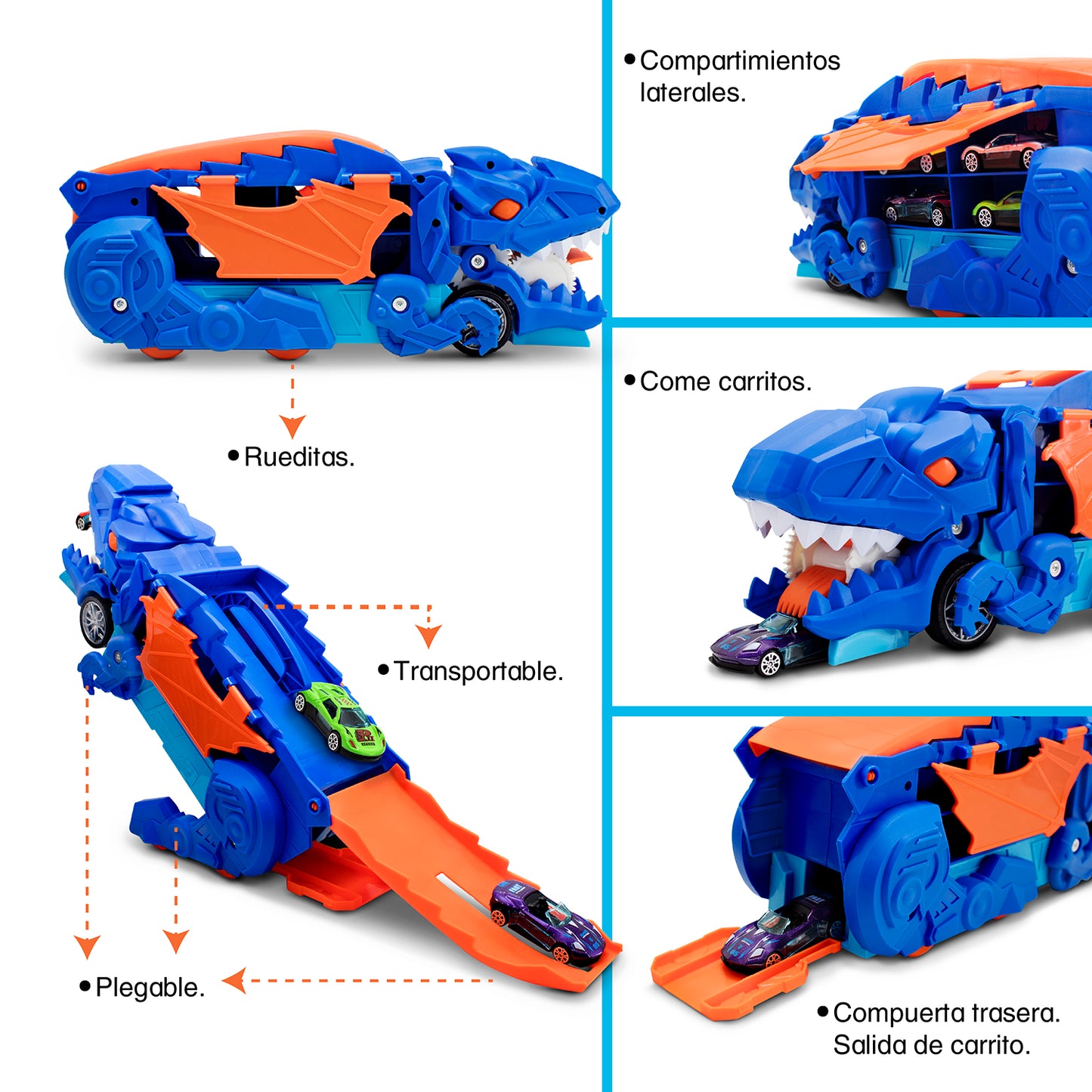 Pista de Carros Dinosaurio con 10 Autos