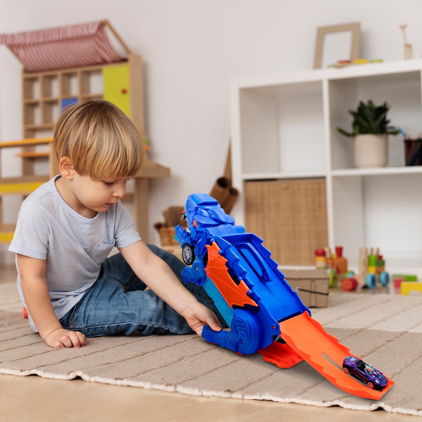 Pista de Carros Dinosaurio con 10 Autos