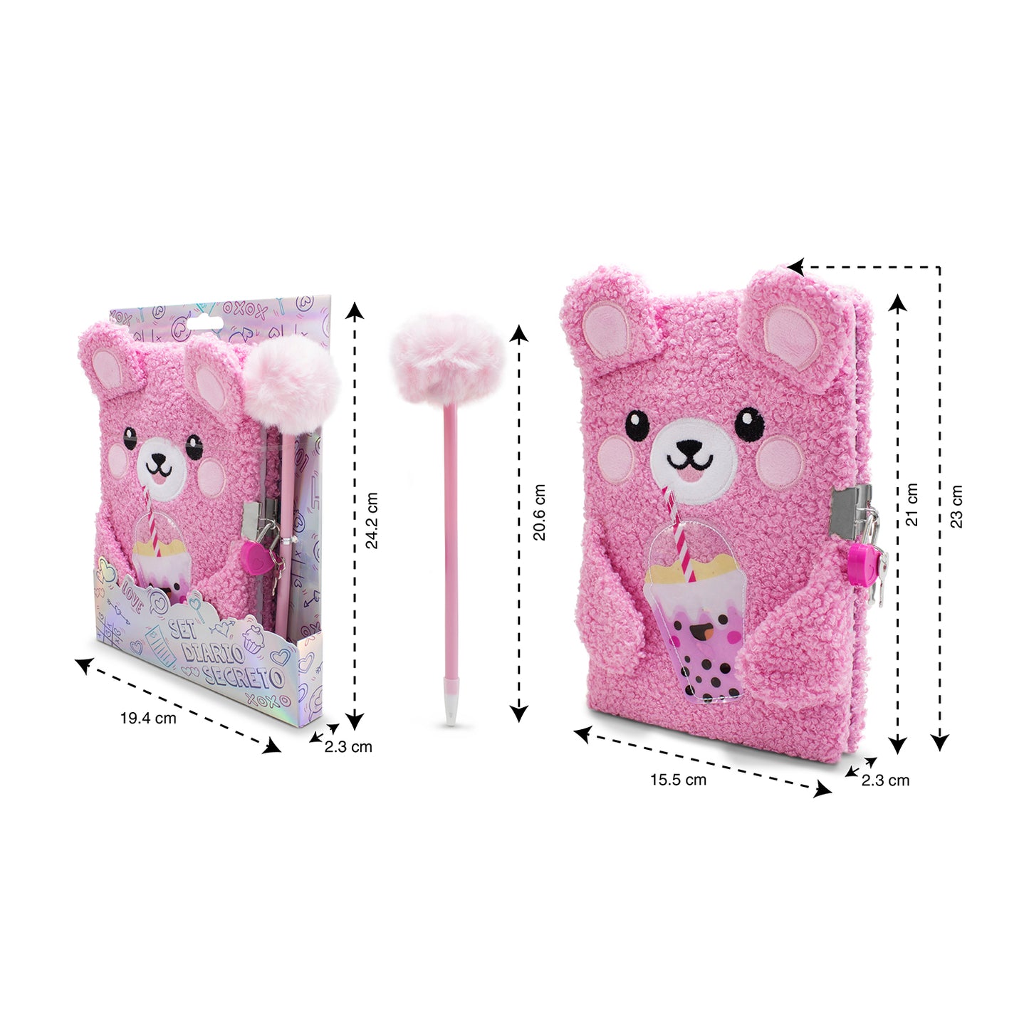 Diario Sectero Oso Rosa de Peluche