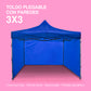 Toldo 3x3 Con Paredes Plegable Carpa Reforzada Azul
