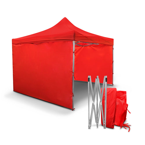 Toldo 3x3 Con Paredes Plegable Carpa Reforzada Rojo