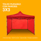 Toldo 3x3 Con Paredes Plegable Carpa Reforzada Rojo