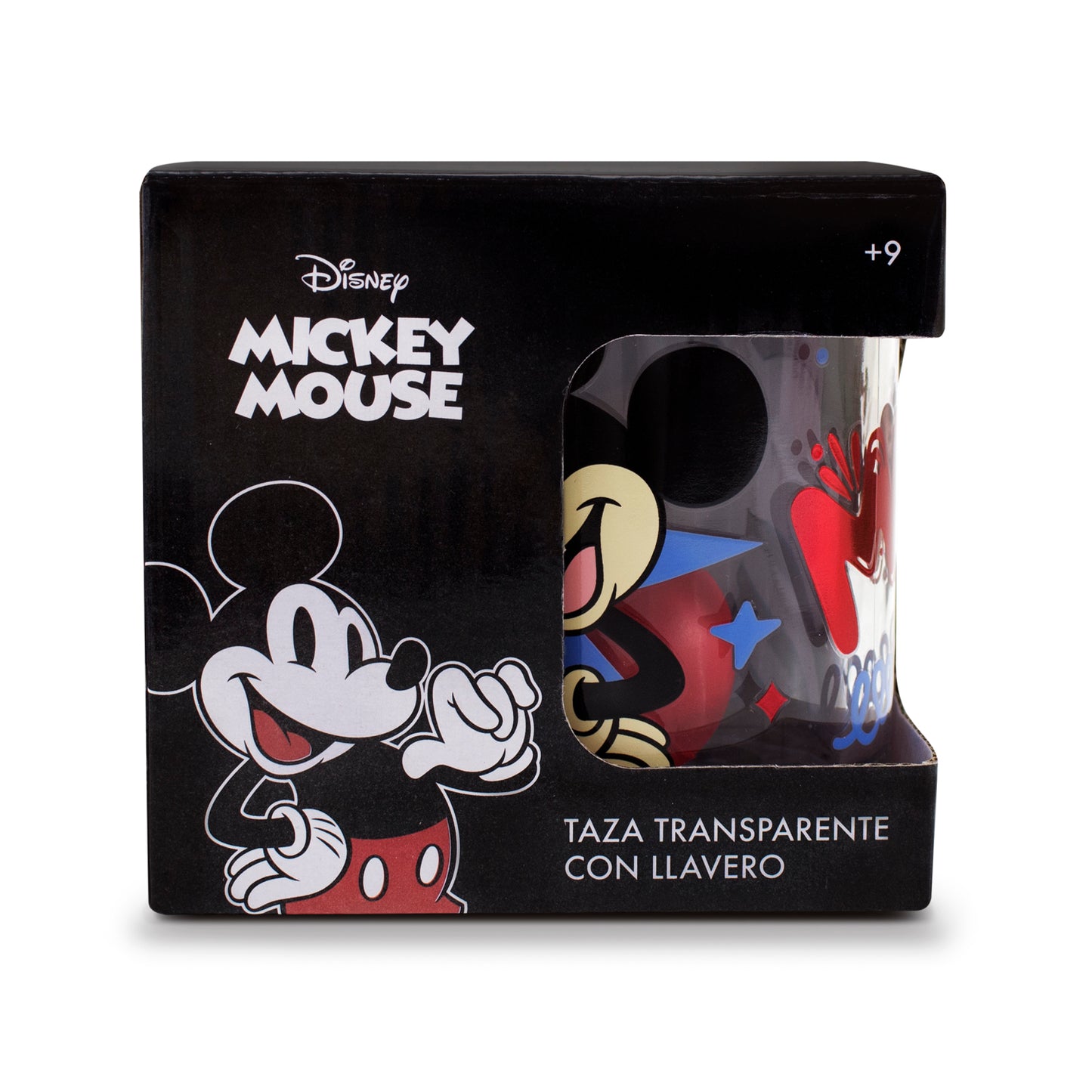 Taza Transparente Mickey Mouse Disney con Llavero
