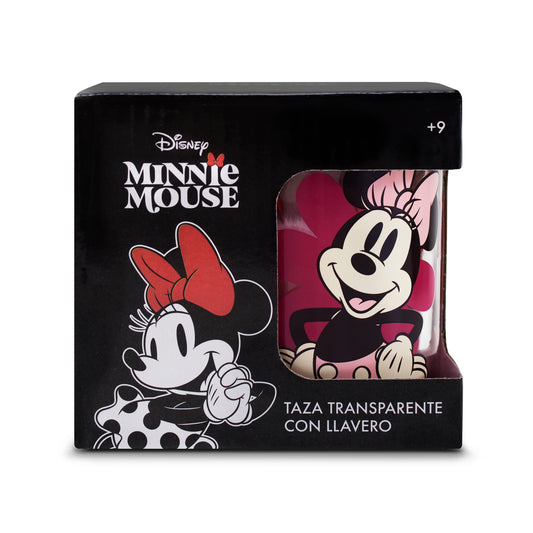 Taza Transparente Minnie Mouse Disney con Llavero