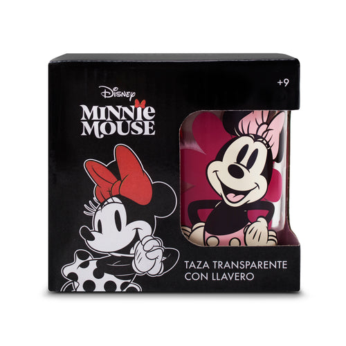 Taza Transparente Minnie Mouse Disney con Llavero