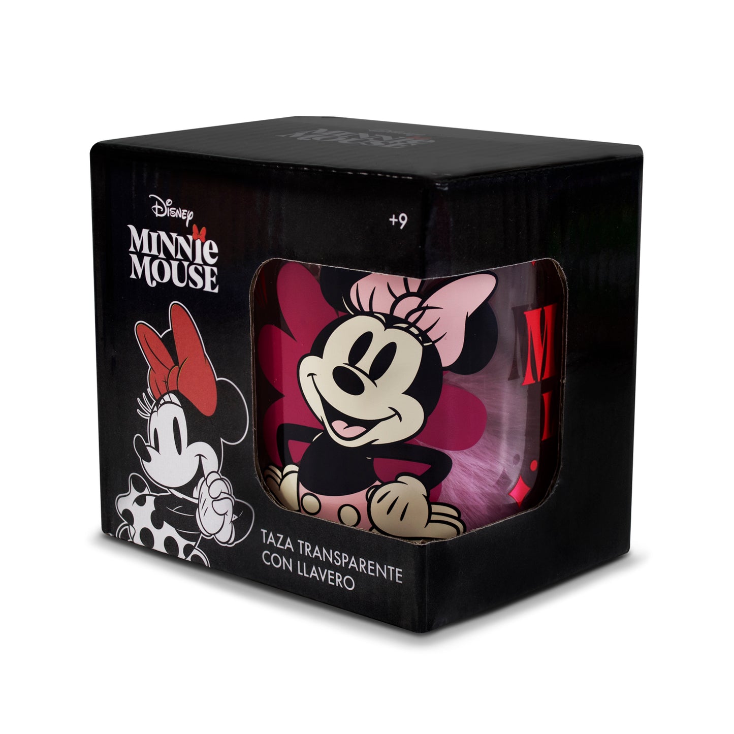 Taza Transparente Minnie Mouse Disney con Llavero