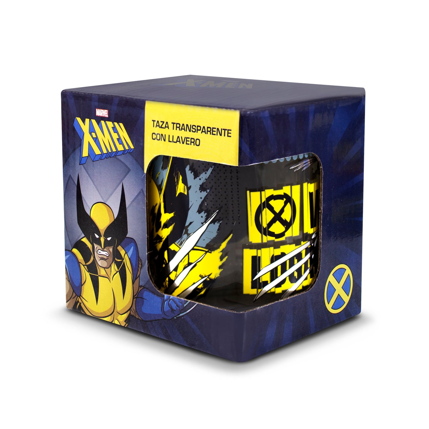 Taza Transparente Wolverine X-Men Marvel con Llavero