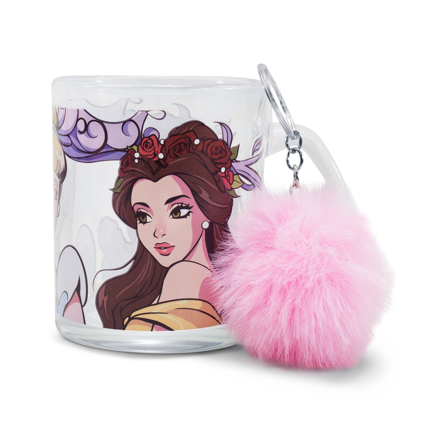 Taza Transparente Princesas Disney con Llavero