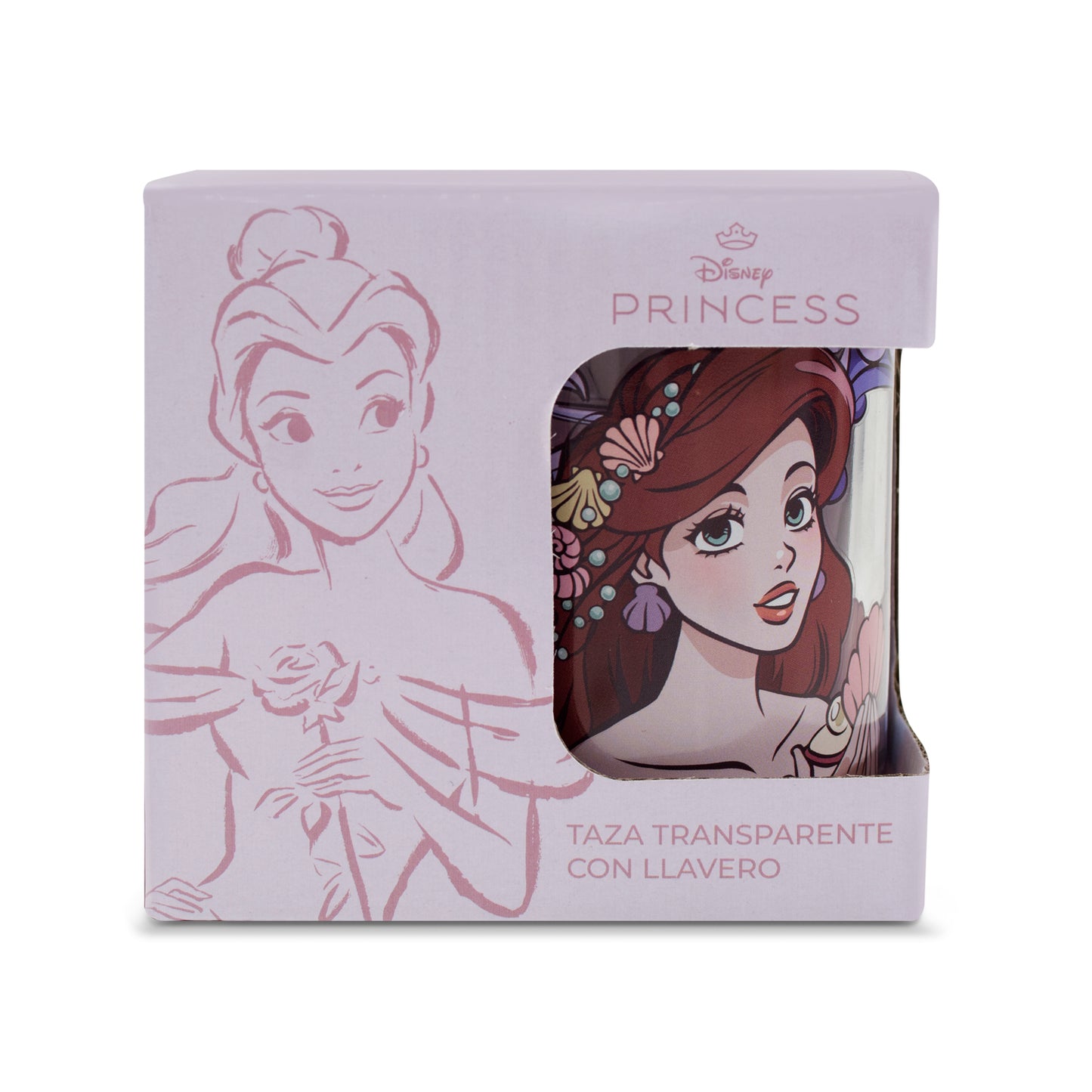 Taza Transparente Princesas Disney con Llavero