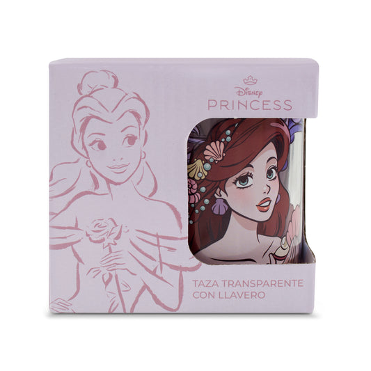 Taza Transparente Princesas Disney con Llavero